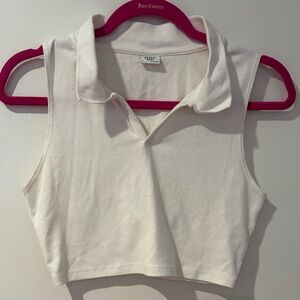 Sunday Best Cream Collared Crop Top